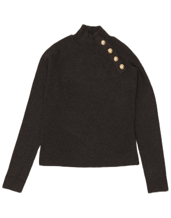 Zara Damen Crop Rollkragenpullover Pullover UK 14 Große graue Viskose
