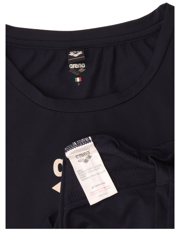 Arena Grafik-T-Shirt für Damen, UK 10, Größe S, Marineblau, Polyester
