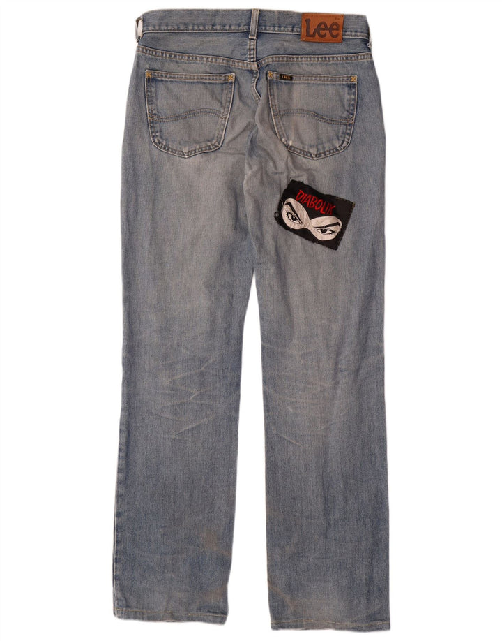 LEE Herren Graphic Straight Jeans W32 L33 Blaue Baumwolle