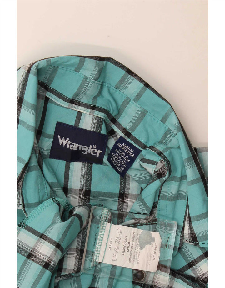 Wrangler Herren-Hemd aus mitteltürkis karierter Baumwolle