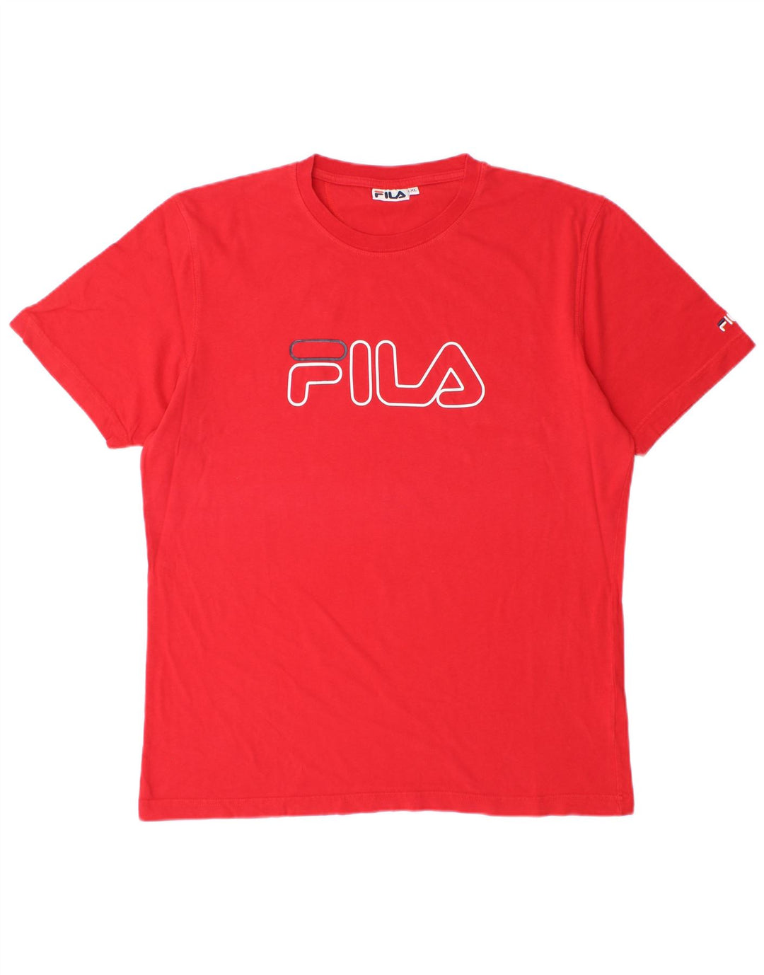 Fila Herren Grafik-T-Shirt-Oberteil XL aus roter Baumwolle