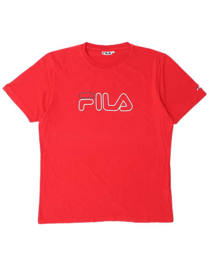 Fila Herren Grafik-T-Shirt-Oberteil XL aus roter Baumwolle