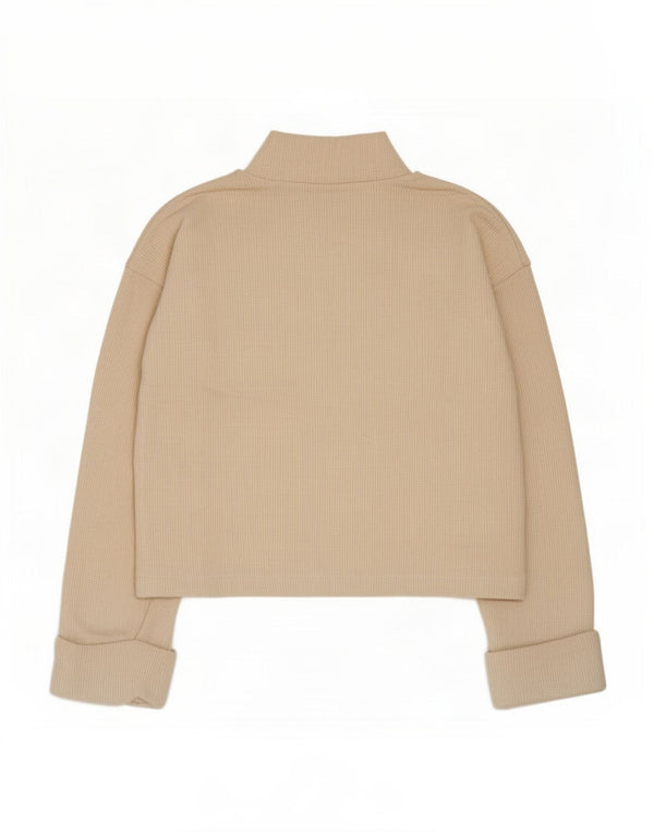 Zara Damen Übergroßes Top Langarm UK 10 Small Off White