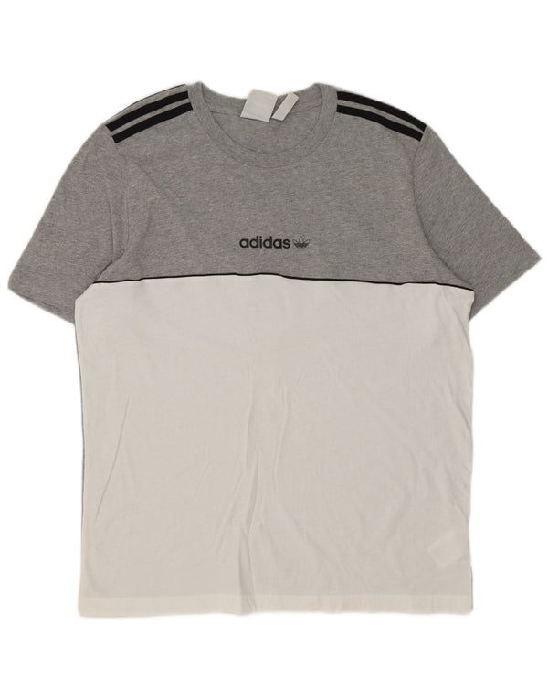 Adidas Herren Grafik-T-Shirt-Oberteil, groß, graue Farbblock-Baumwolle