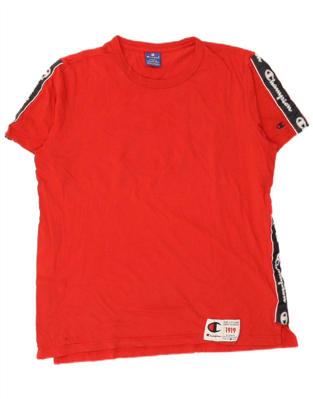 CHAMPION Herren-T-Shirt mit Grafik, groß, rot, Colourblock-Baumwolle