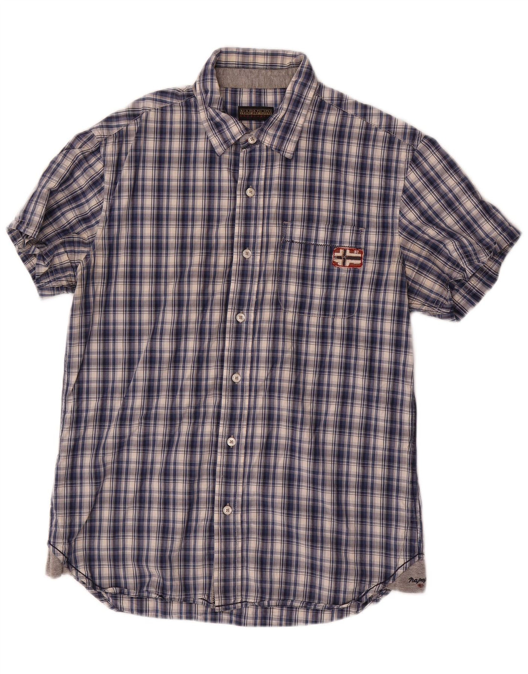 Napapijri Herren Kurzarmhemd Medium Marineblau kariert