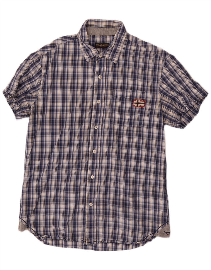 Napapijri Herren Kurzarmhemd Medium Marineblau kariert