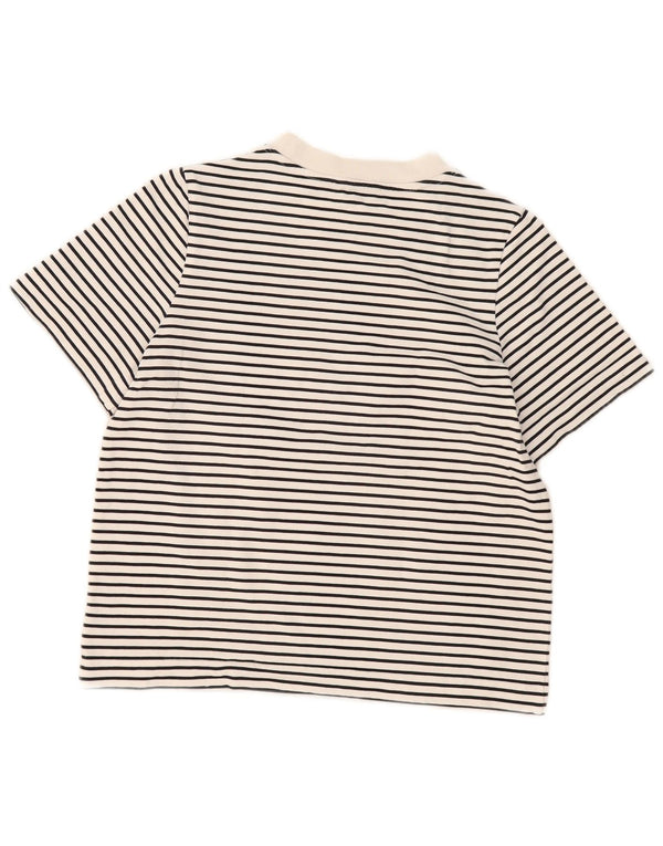 Cos Damen T-Shirt Top UK 10 Small weiß gestreift aus Baumwolle