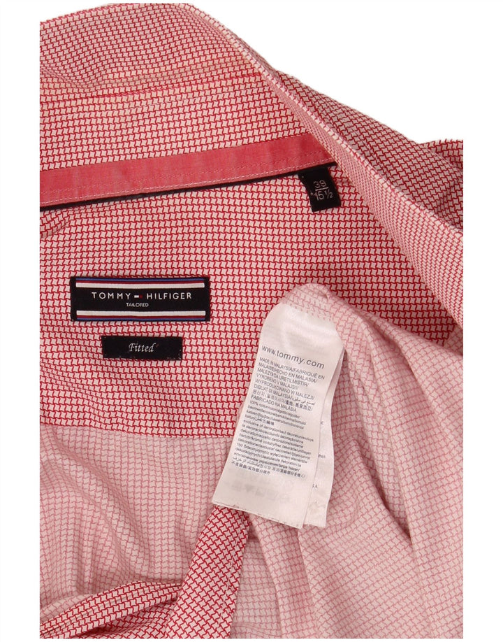 Maßgeschneidertes Herrenhemd von Tommy Hilfiger, Größe 39 15 1/2 Mittelroter Hahnentrittmuster