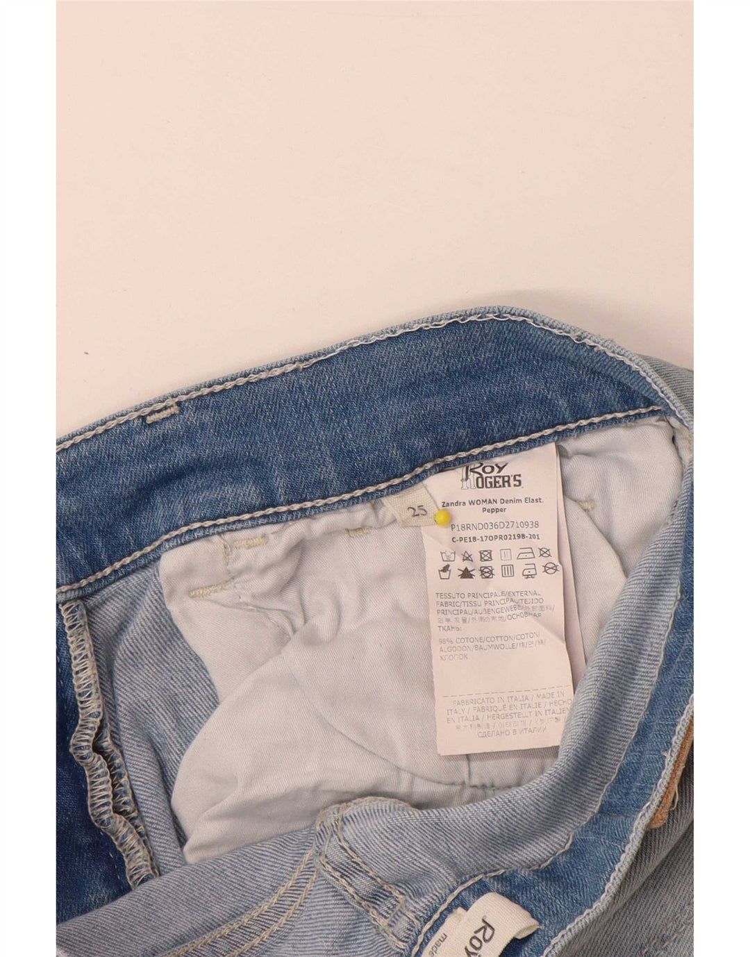 Roy Rogers Damen Distressed Bootcut Jeans W25 L28 Blaue Baumwolle