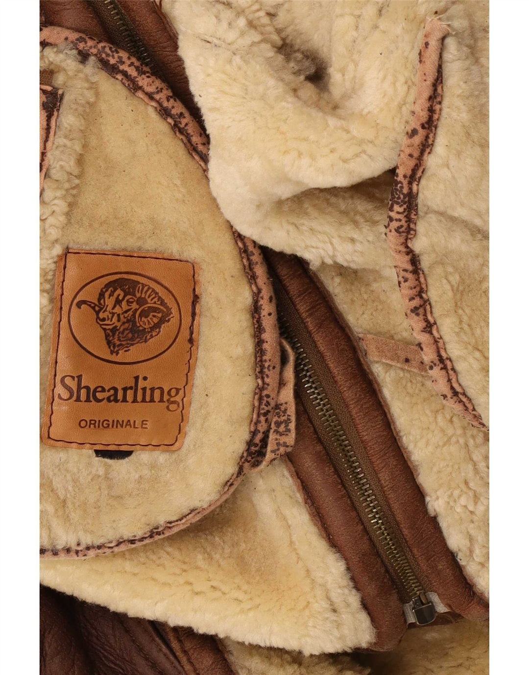 Vintage Herren Shearling Jacke UK 38 Mittelbraun