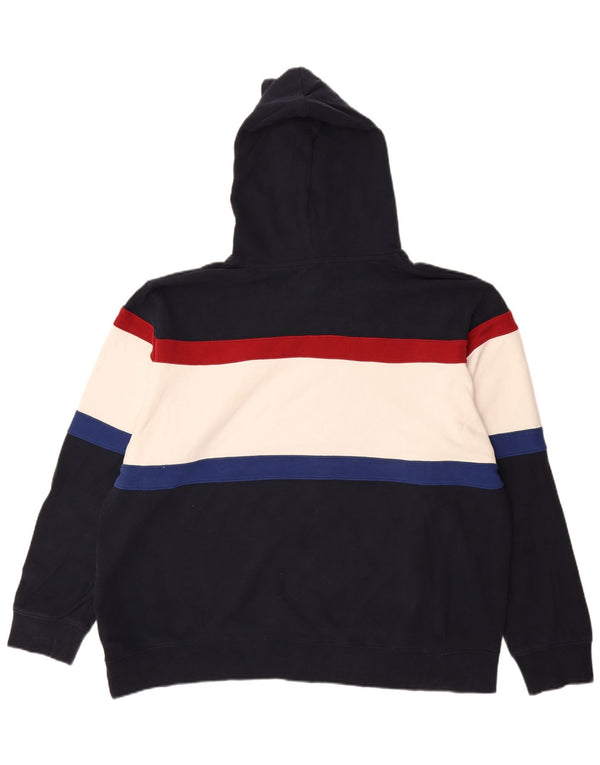 Marks & Spencer Mens Hoodie Jumper 3XL Navy Blue Colourblock Cotton