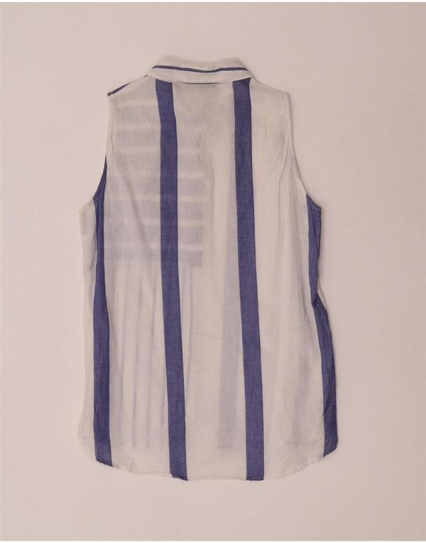 Zara Damen ärmellose Hemdbluse UK 12 Mittel Marineblau gestreift