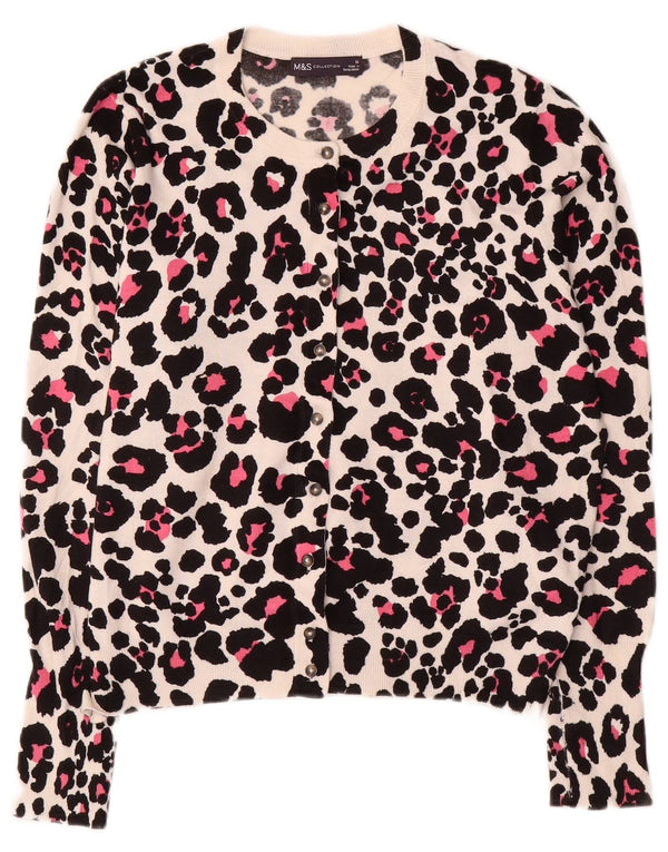 Marks & Spencer Damen Cardigan Pullover UK 16 Large Beige Animal Print