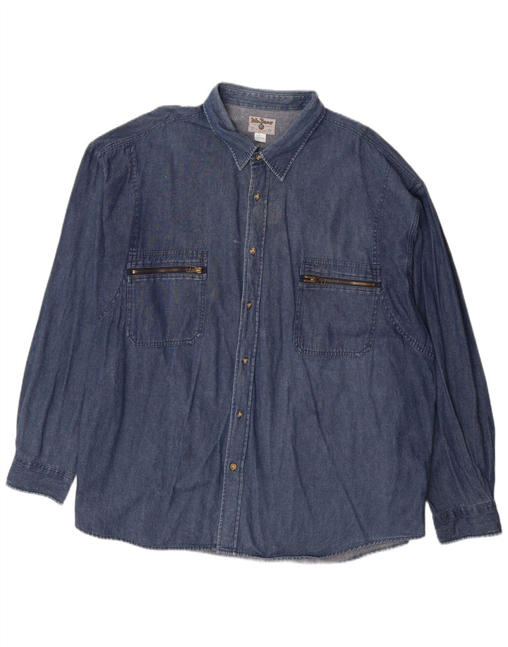 JOHN BANER Herren Jeanshemd Größe 18 2XL Marineblaue Baumwolle