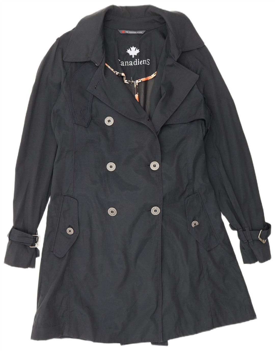 Canadiens Damen Trenchcoat IT 44 Medium Marineblaues Nylon
