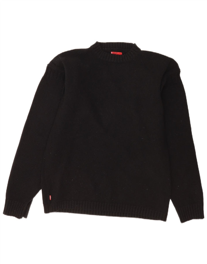 Levi's Herren-Pullover mit Rundhalsausschnitt, Größe L, schwarze Lammwolle