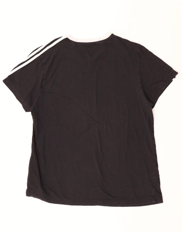 Adidas Damen T-Shirt Top UK 16/18 Large Schwarz Baumwolle
