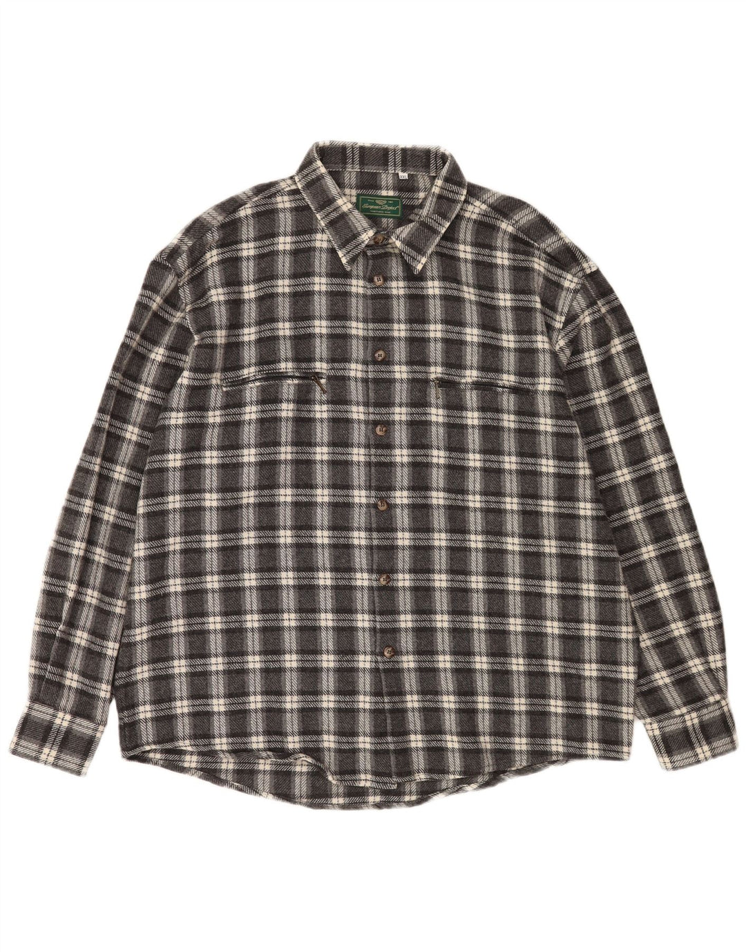 European Project Herren-Flanellhemd 2XL, grau karierte Wolle