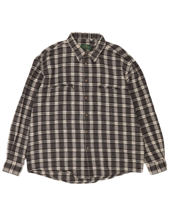 European Project Herren-Flanellhemd 2XL, grau karierte Wolle