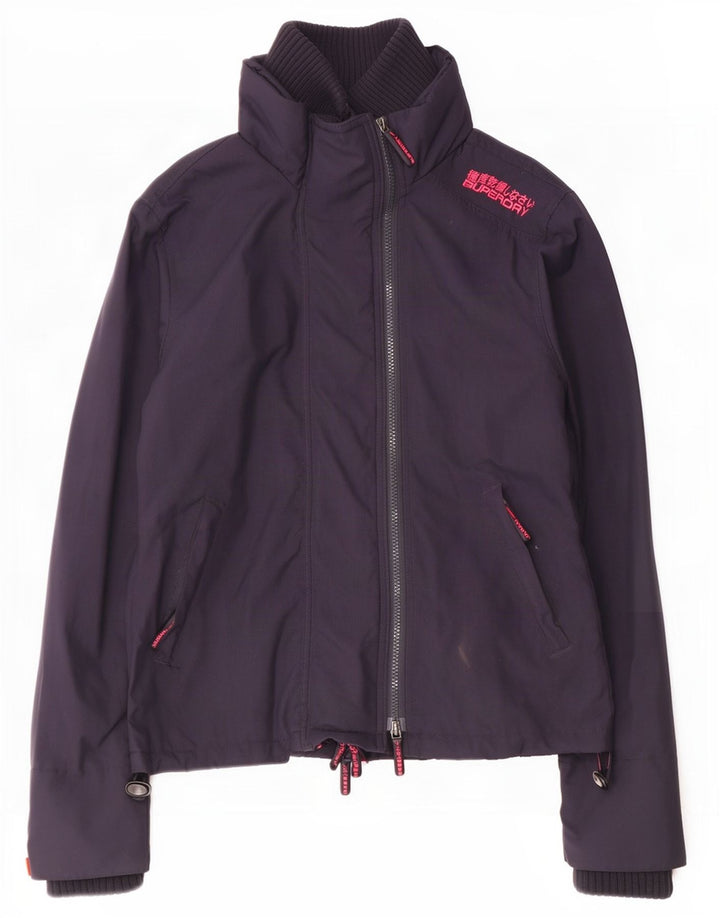 Superdry Damen Regenjacke UK 14 Medium Marineblau Nylon