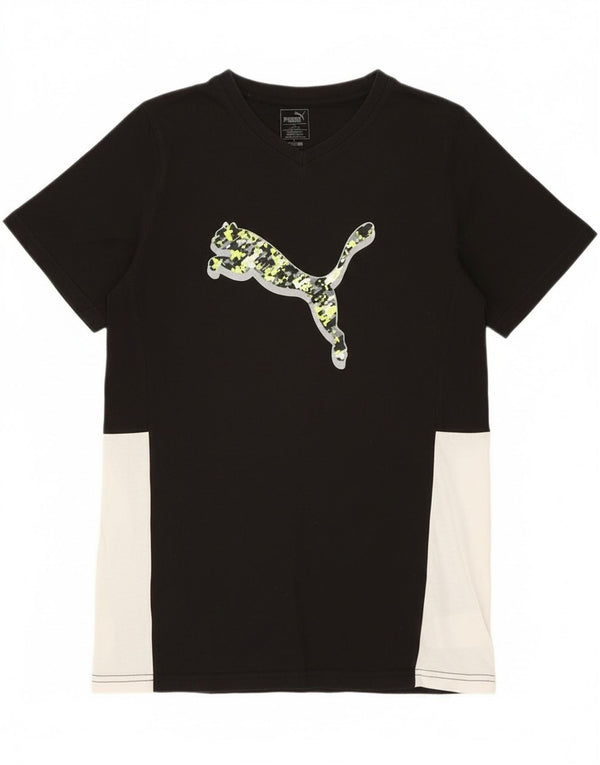 Puma Jungen T-Shirt mit Grafik, 13–14 Jahre, XL, Schwarz, Colourblock-Baumwolle
