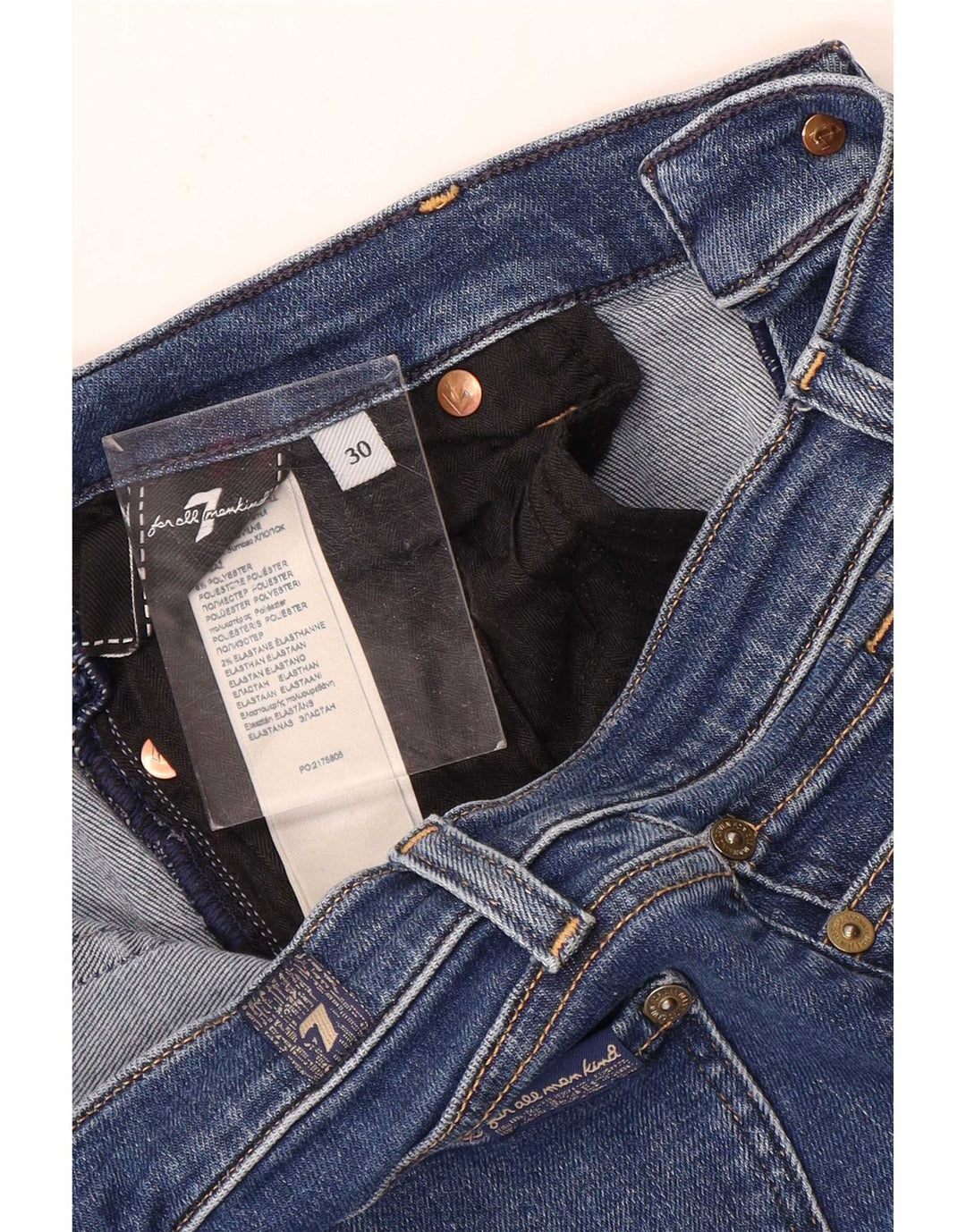 7 For All Mankind Damen Skinny Jeans W30 L30 Blaues Polyester