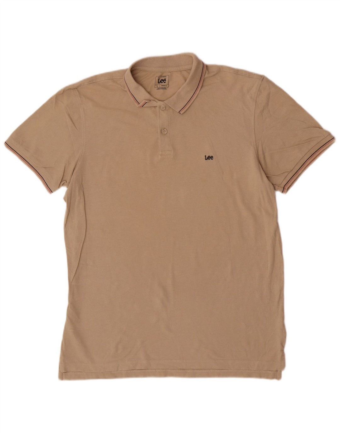 Lee Herren-Poloshirt in normaler Passform, groß, beige, gestreift, Baumwolle