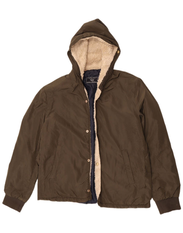 Zara Herren Bomberjacke mit Kapuze UK 44 2XL Khaki Polyester
