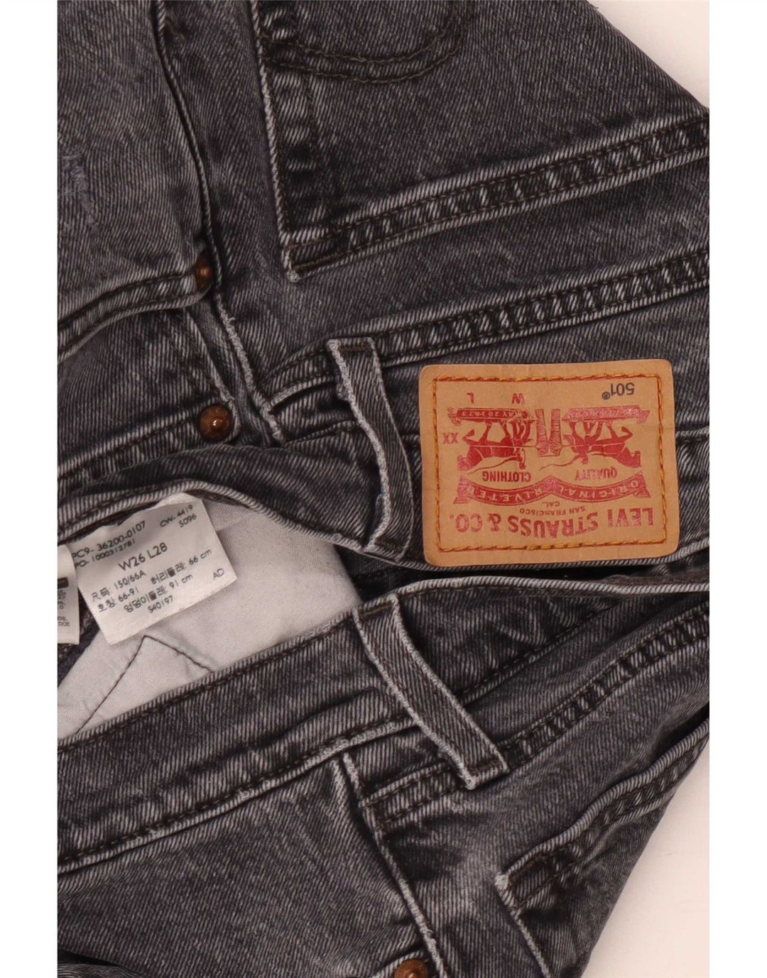 Levi's Damen 501 Straight Jeans W26 L28 Grau