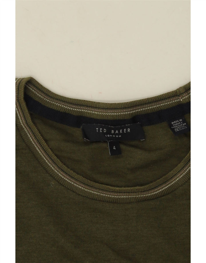 Ted Baker Herren T-Shirt Top Größe 4 Large Khaki Baumwolle