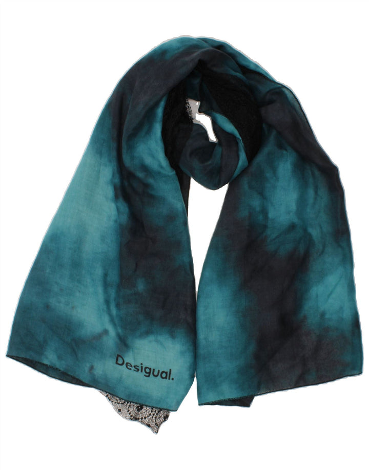 DESIGUAL Womens Rectangle Scarf One Size Blue Tie Dye Polyester Vintage Desigual and Second-Hand Desigual from Messina Hembry 