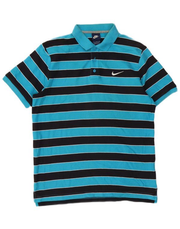 Nike Herren-Poloshirt, groß, blau gestreift