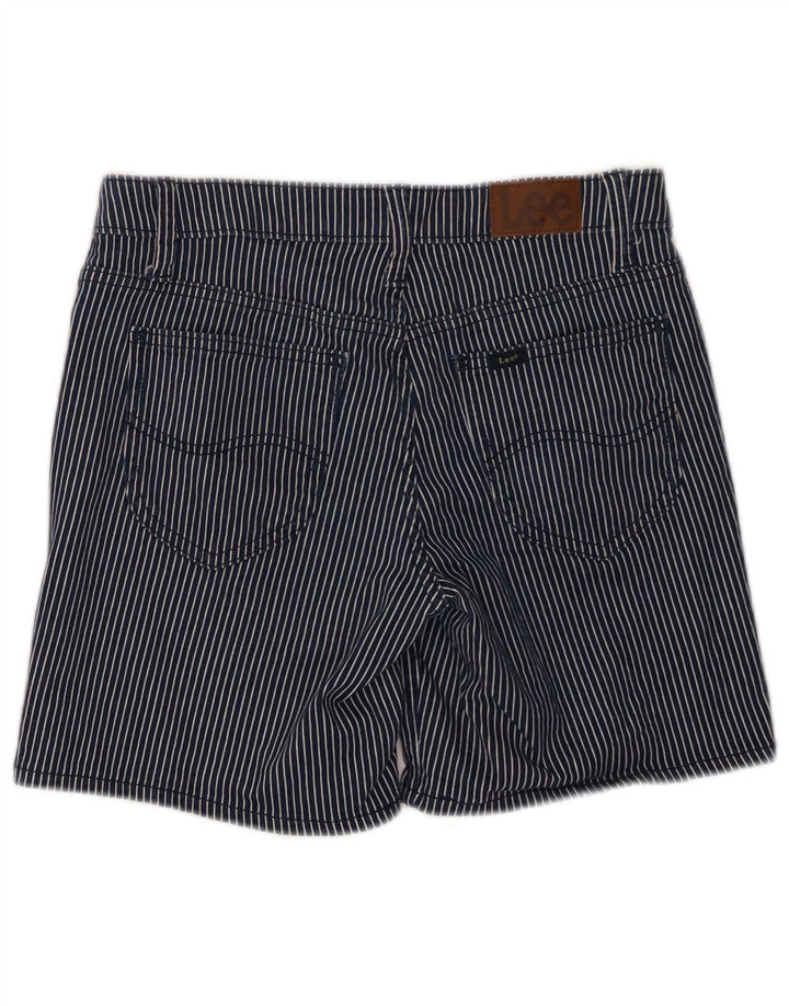 Lee Womens Mid Rise Casual Shorts W30 Medium Navy Blue Nadelstreifen