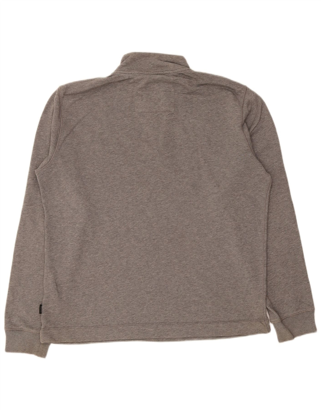 Hugo Boss Herren-Sweatshirt mit Knopfkragen, groß, aus grauer Baumwolle