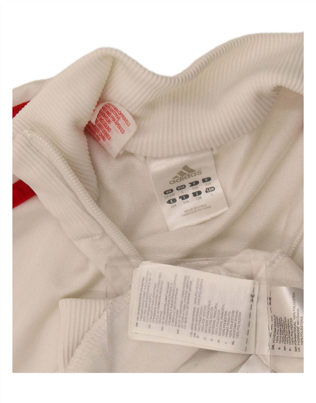 ADIDAS Boys Tracksuit Top Jacket 13-14 Years  White Colourblock Polyester