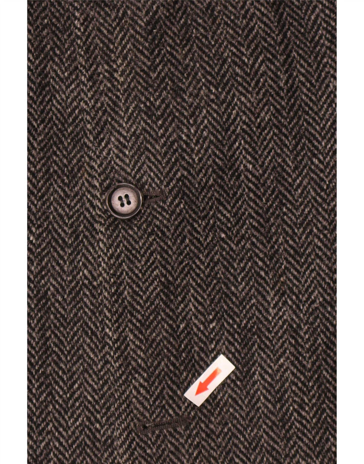 Fay Herren-Blazer mit 3 Knöpfen, UK 40, Größe L, graue Wolle mit Fischgrätenmuster