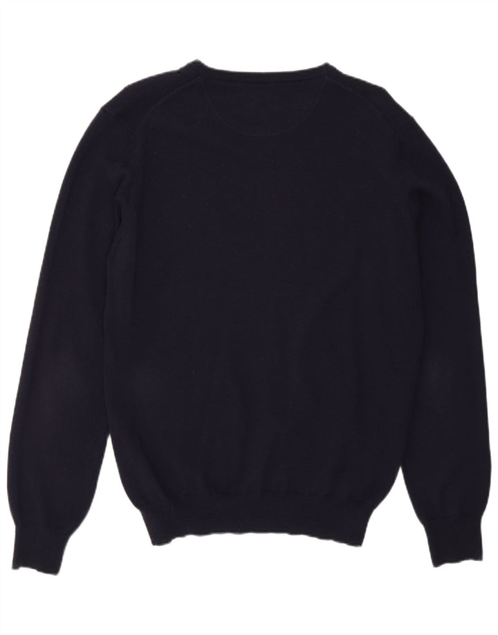 HENRY COTTONS Herren-Pullover mit V-Ausschnitt, Größe L, Marineblau