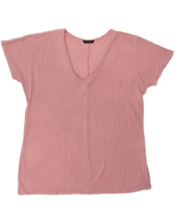 Massimo Dutti Damen T-Shirt Top UK 16 Large Pink Meliert