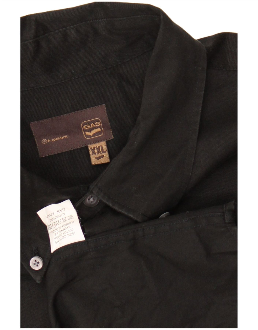 Gas Herrenhemd 2XL Schwarz Baumwolle