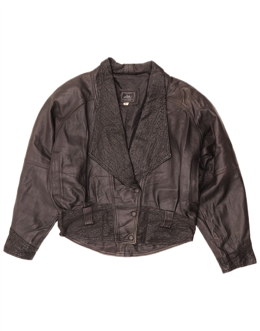 Lee Damen Übergroße Lederjacke UK 10 Small Schwarzes Leder