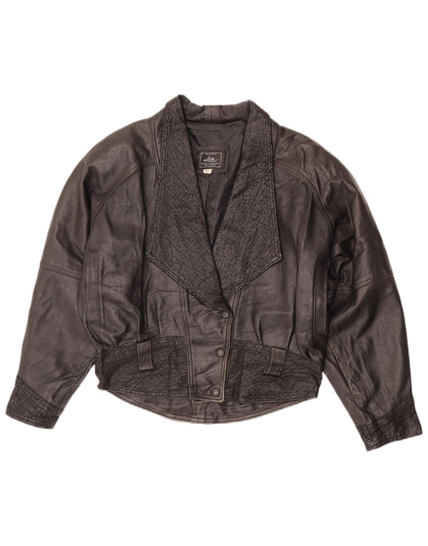 Lee Damen Übergroße Lederjacke UK 10 Small Schwarzes Leder