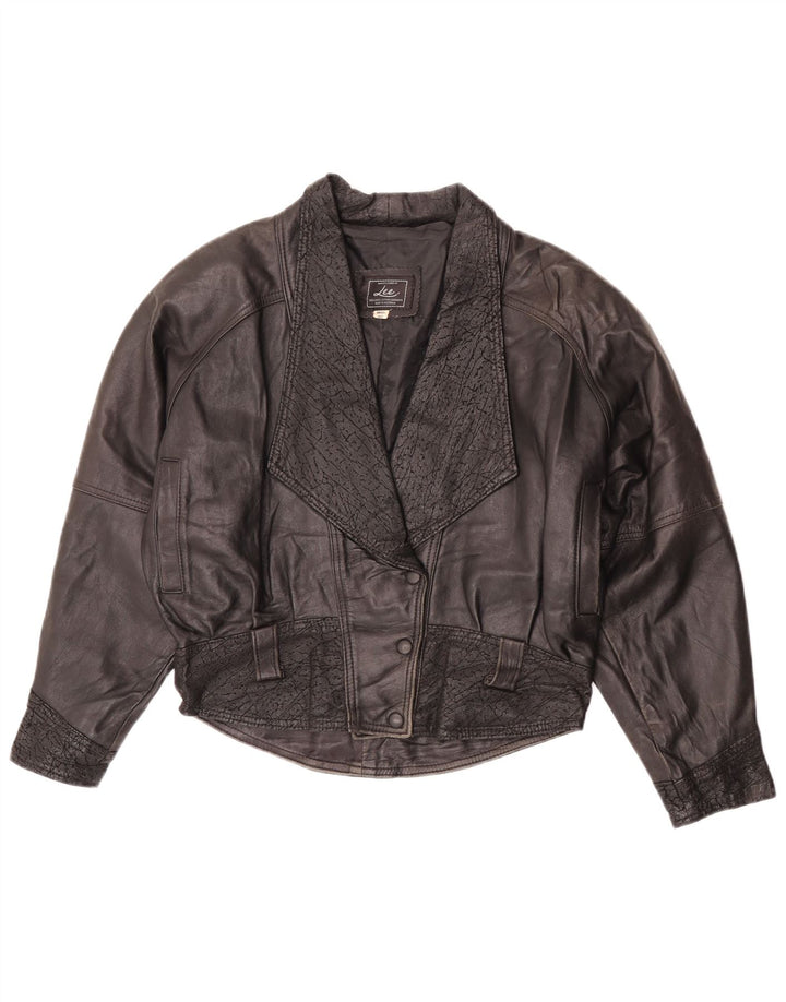 Lee Damen Übergroße Lederjacke UK 10 Small Schwarzes Leder