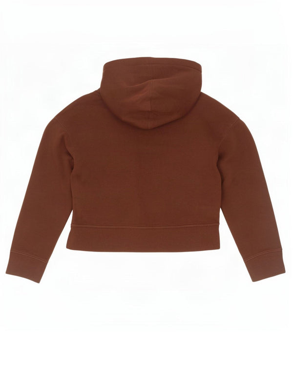 Zara Damen Crop Oversized Hoodie Pullover UK 10 Small Braune Baumwolle