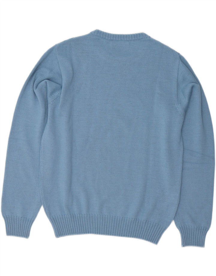 Il Granchio Herren-Pullover mit Rundhalsausschnitt, mittelblaue Argyle-/Diamantwolle
