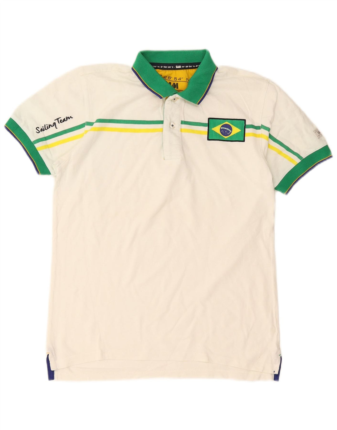 Slam Herren-Poloshirt mit Grafik, Größe S, Weiß, Colourblock-Baumwolle