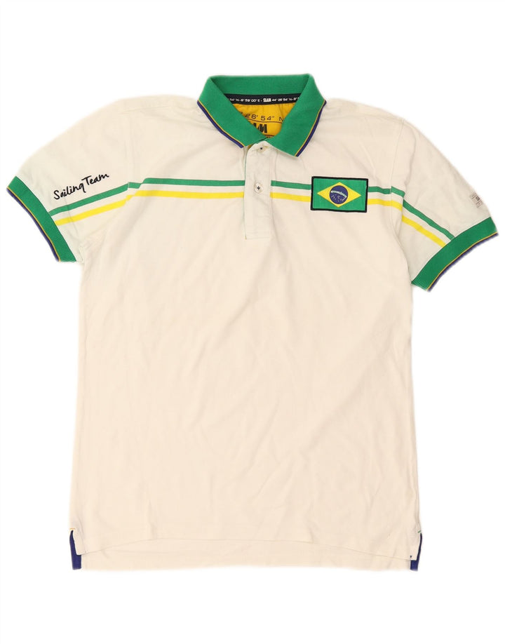Slam Herren-Poloshirt mit Grafik, Größe S, Weiß, Colourblock-Baumwolle