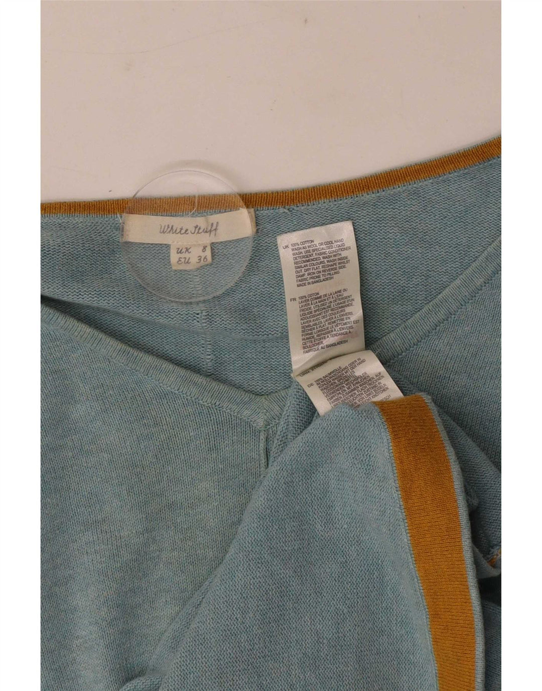 White Stuff Damen-Pullover mit V-Ausschnitt, Gr. 8, Blau, Baumwolle