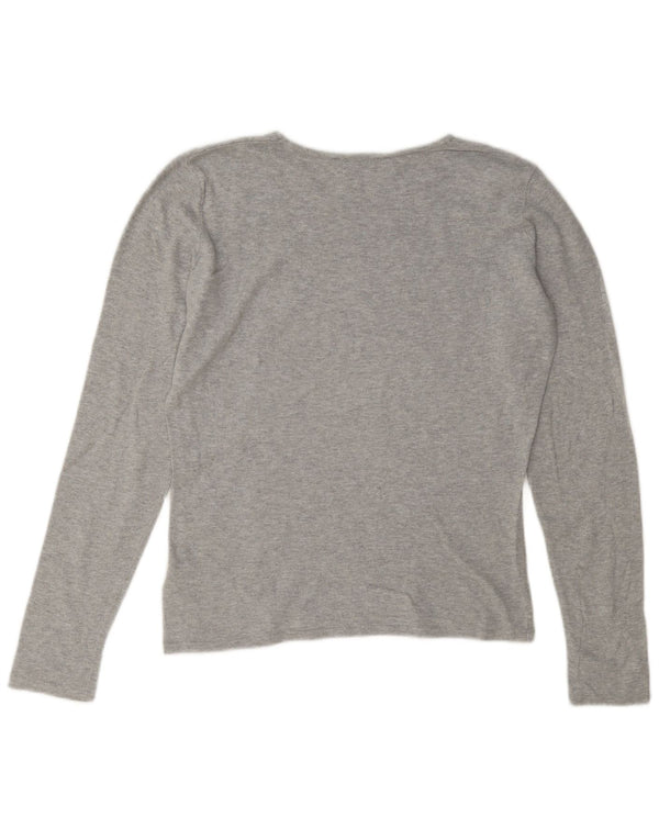 Calvin Klein Jeans Damen Top Langarm UK 10 Small Grau gefleckte Baumwolle
