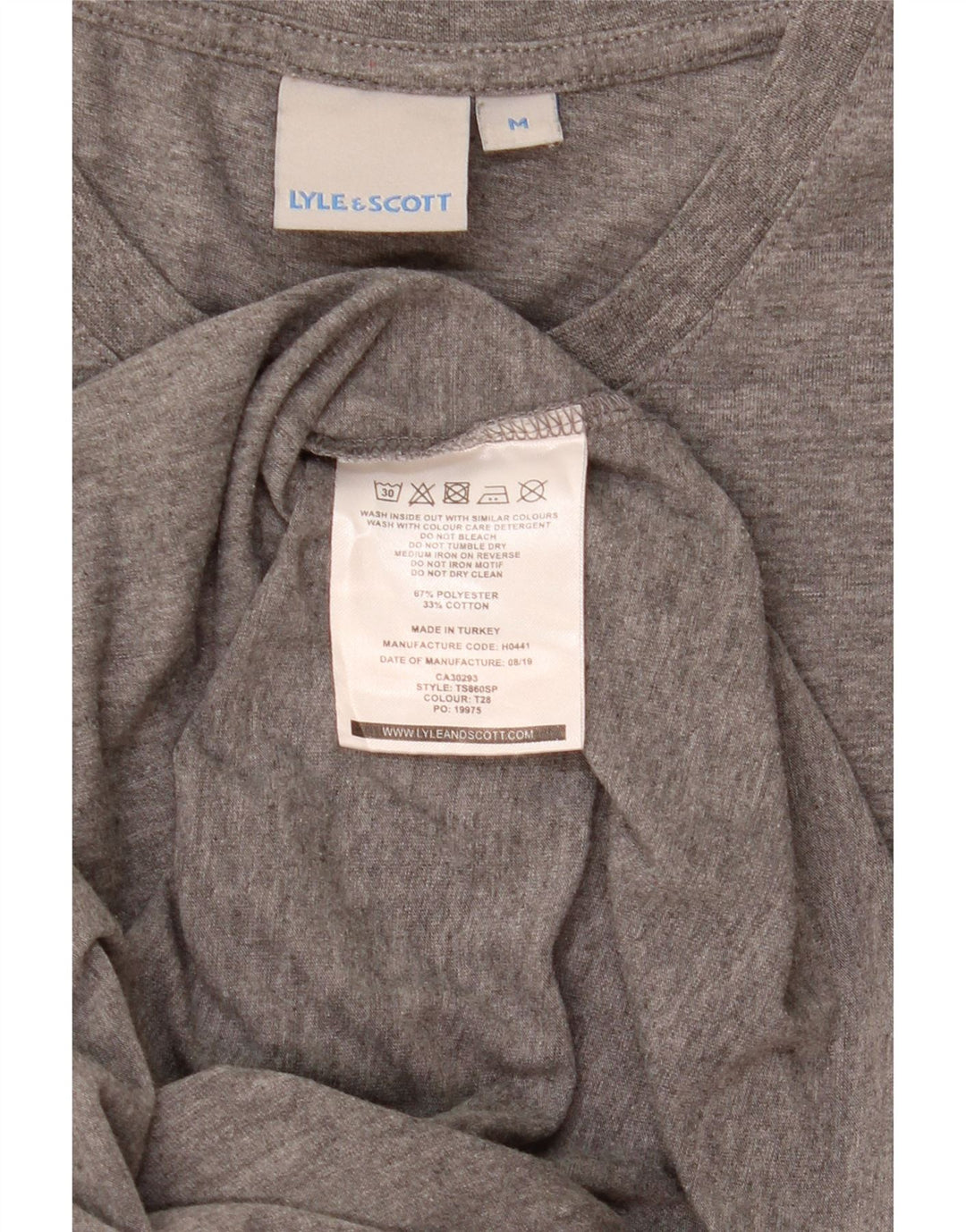 Lyle & Scott Herren-T-Shirt-Oberteil aus mittelgrau meliertem Polyester